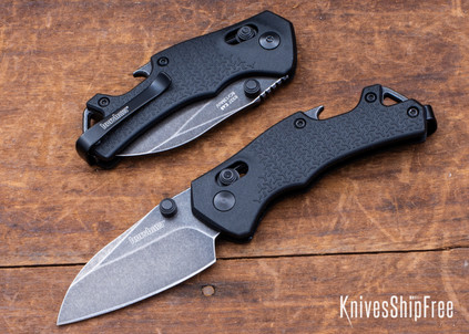 Kershaw Knives: Craze - Textured Black Glass-Filled Nylon - BlackWash 8Cr13MoV - DuraLock - KVT Bearings - Bottle Opener - 8337