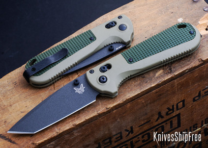 Benchmade Knives: 431BK-1 Redoubt Tanto - AXIS Lock - Ranger Green & Forest Grivory - CPM-D2 - Cobalt Cerakote