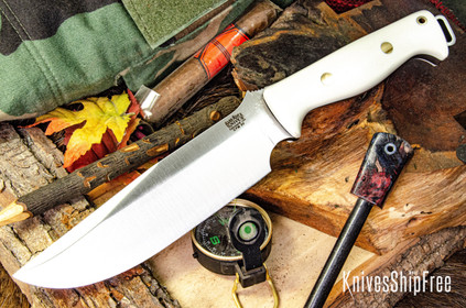 Bark River Knives: Bravo Survivor - CPM 3V - White G-10 - Black Liners - Brass Pins