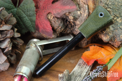 Bark River Knives: Firesteels - Green Canvas Micarta - Red Liners