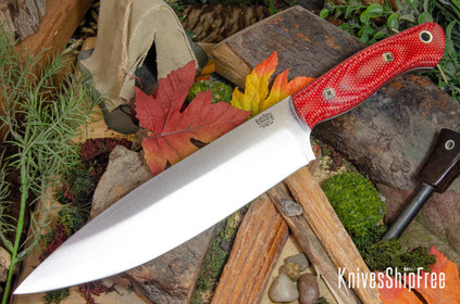Bark River Knives: Aurora III - CPM 3V - Firedog Canvas Micarta - White Liners - Mosaic Pins