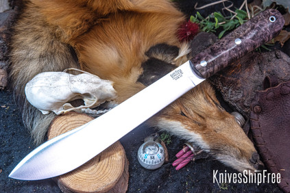 Bark River Knives: Mountain Man 8" - CPM 3V - Mauve & Mocha Maple Burl