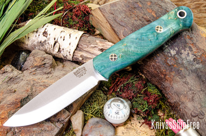 Bark River Knives: Bushcrafter LT - CPM 3V - Sage Maple Burl - Mosaic Pins #2