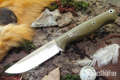 Bark River Knives: Gunny Hunter Z-Wear - Green Canvas Micarta