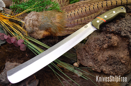 Bark River Knives: Golok II - Green Canvas Micarta - Orange Spacer - White Liners