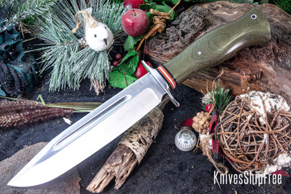 Bark River Knives: Teddy II - Moran Handle - OD Green Burlap Micarta