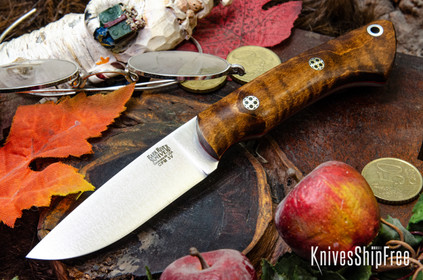 Bark River Knives: Featherweight Fox River - CPM 3V - Dark Curly Maple - Red Liners - Mosaic Pins #2