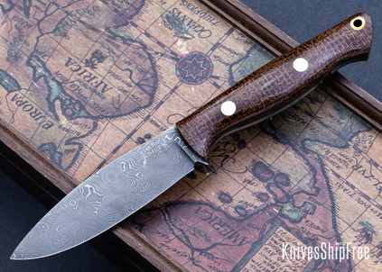 Bark River Knives: UP EDC - Tan Burlap Micarta - Black Liners - Brass Pins - Virus Pattern