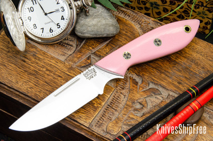 Bark River Knives: Adventurer - CPM 3V - Pink G-10 - Mosaic Pins