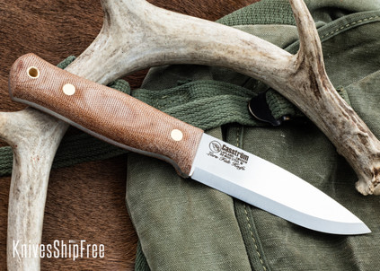 Casstrom: Lars Falt Bushcraft Knife - A8 Mod Tool Steel - Scandi Grind - Natural Canvas Micarta