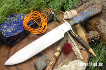 Bark River Knives: Mike Stewart Bowie - A2 - Copper & Blue Maple Burl #1
