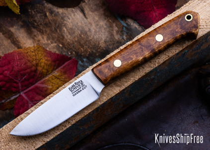 Bark River Knives: Little Creek - MagnaCut - Dark Curly Maple - Brass Pins #2