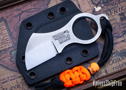 L.T. Wright Knives: Woods Monkey Batwing - EDC Ring Knife - MagnaCut - Chisel Grind - Black Kydex