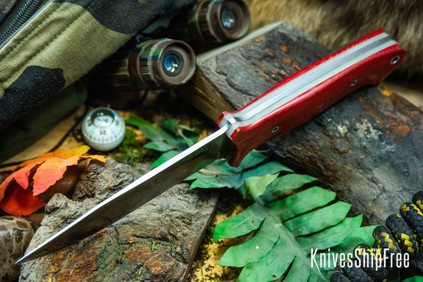 Bark River Knives: Red Flag - MagnaCut - Red Linen Micarta - Glow Liner - Hollow Pins