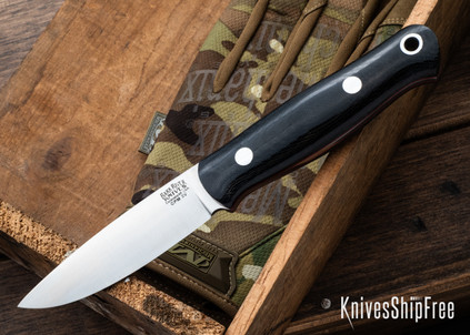Bark River Knives: Bushcrafter LT - CPM 3V - Black Canvas Micarta - Red Liners - FHG