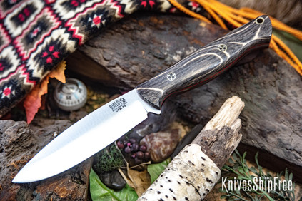 Bark River Knives: UP Gunny 3V - Bog Oak - Red Liners - Mosaic Pins