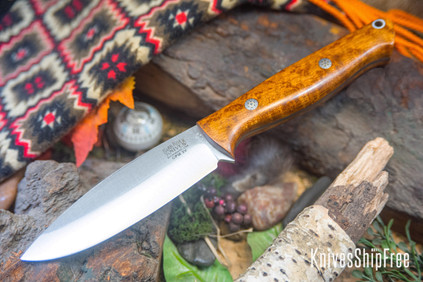 Bark River Knives: UP Gunny 3V - Dark Birdseye Maple - Mosaic Pins