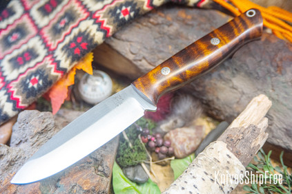 Bark River Knives: UP Gunny 3V - Dark Curly Maple - Mosaic Pins #3