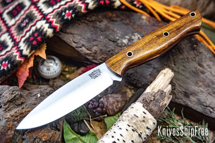 Bark River Knives: UP Gunny 3V - Desert Ironwood - Red Liners - Hollow Brass Pins
