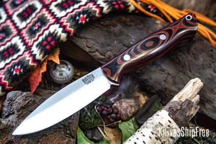 Bark River Knives: UP Gunny 3V - Red & Black Linen Micarta - Thick Cherry Red Liners