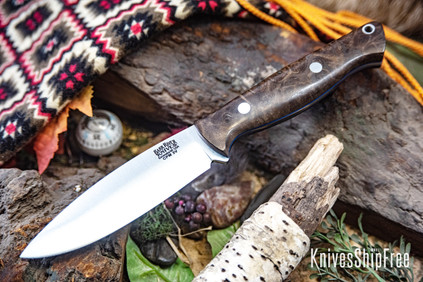 Bark River Knives: UP Gunny 3V - Walnut Burl - Blue Liners