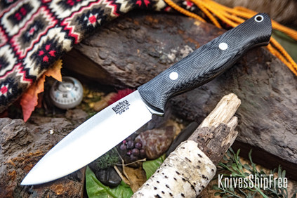 Bark River Knives: UP Gunny 3V - Black Canvas Micarta - Matte