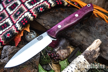 Bark River Knives: UP Gunny 3V - Highly Figured Purple Heart Burl - Lime Liner #1