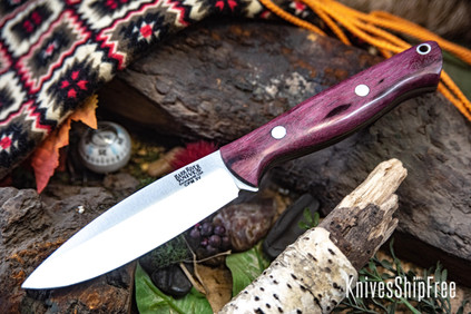 Bark River Knives: UP Gunny 3V - Highly Figured Purple Heart Burl - Lime Liner #2