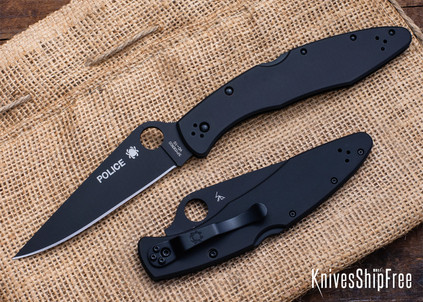 Spyderco: Police Model - Blackout - Stainless Steel Handle - VG-10 - Black TiCN Coating