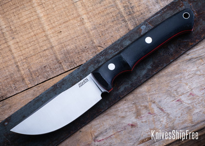 Lishen Knives: Lovecraft - Matte Black Canvas - Aluminum Pins - Red Liners - AEB-L - LK12HK014
