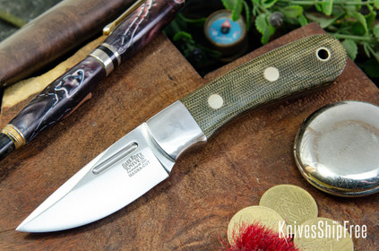 Bark River Knives: Essential - MagnaCut - Green Canvas Micarta - Brass Pins