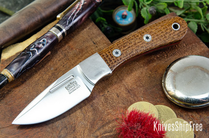 Bark River Knives: Essential - MagnaCut - Tan Burlap Micarta - Red Liners - Mosaic Pins