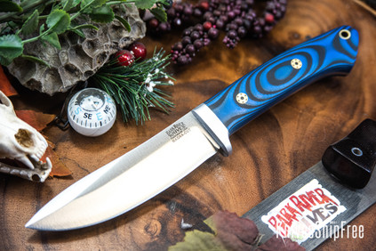 Bark River Knives: Classic Semi Skinner - MagnaCut - Blue & Black Suretouch - Matte - Mosaic Pins