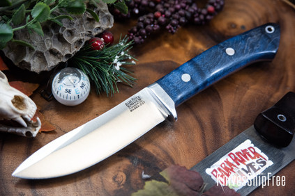 Bark River Knives: Classic Semi Skinner - MagnaCut - Blue & Green Tigertail Maple Burl