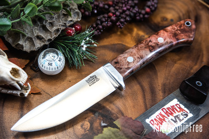 Bark River Knives: Classic Semi Skinner - MagnaCut - Coral Maple Burl - Green Liner