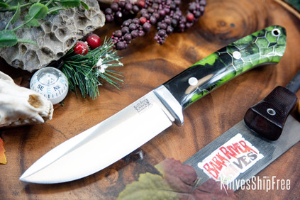 Bark River Knives: Classic Semi Skinner - MagnaCut - Hulk Krakken Voodoo Resin - Toxic Green Liners #2