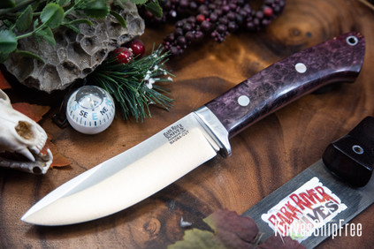 Bark River Knives: Classic Semi Skinner - MagnaCut - Dark Cherry Maple Burl - Orange Liner