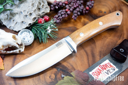 Bark River Knives: Classic Semi Skinner - MagnaCut - Natural Canvas Micarta - White Liners