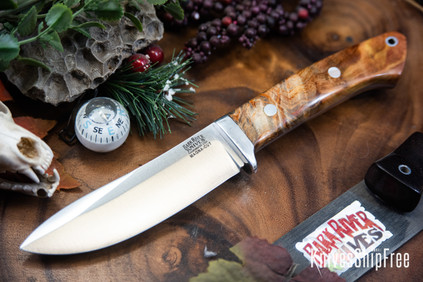 Bark River Knives: Classic Semi Skinner - MagnaCut - Red & Orange Tigertail Maple Burl