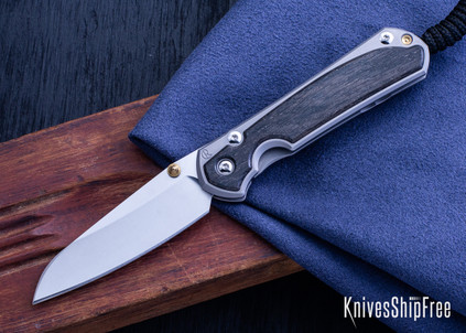 Chris Reeve Knives: Small Sebenza 31 - Insingo - Glass Blasted Titanium - Bog Oak Inlays - CR22IK014