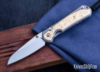 Chris Reeve Knives: Small Sebenza 31 - Insingo - Glass Blasted Titanium - Box Elder Inlays - CR22IK048