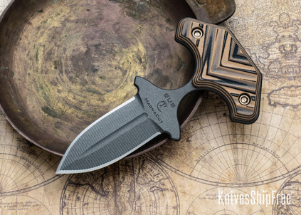 RMJ Tactical: BUB - Back Up Blade - Hyena Brown G-10 - MagnaCut - Tungsten Cerakote