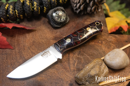 Bark River Knives: Micro Bravo CPM-154 - Abyss Caged Voodoo Resin - Red Liners - Mosaic Pins