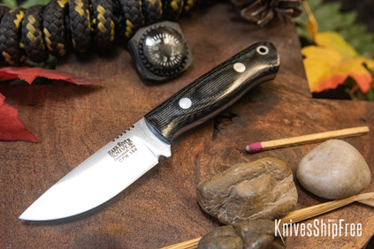 Bark River Knives: Micro Bravo CPM-154 - Black Canvas Micarta - Blue Liners