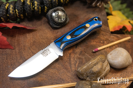 Bark River Knives: Micro Bravo CPM-154 - Blue & Black G-10 - White Liners - Brass Pins