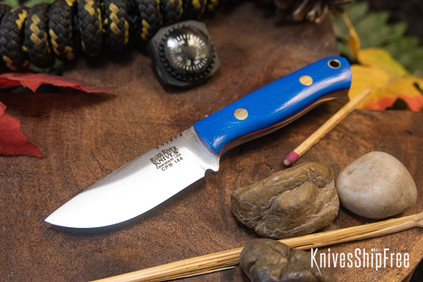 Bark River Knives: Micro Bravo CPM-154 - Blue Glow G-10 - Orange Liners - Brass Pins