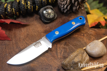 Bark River Knives: Micro Bravo CPM-154 - Blue Glow G-10 - Red Liners - Mosaic Pins