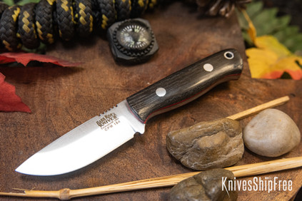 Bark River Knives: Micro Bravo CPM-154 - Bog Oak - Red Liners #1