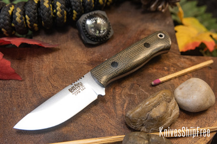 Bark River Knives: Micro Bravo CPM-154 - Green Canvas Micarta - Black Liners & Pins