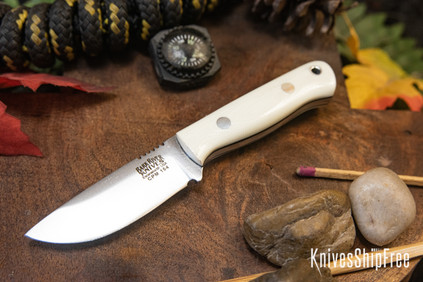 Bark River Knives: Micro Bravo CPM-154 - Ivory Micarta G-10 - Black Liners